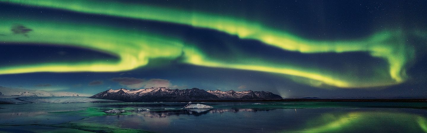 Polarlichter über Island Gletscherlagune Jökulsárlón, Island