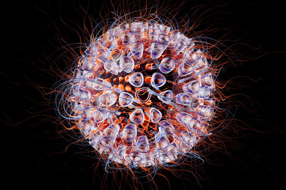 Computer-Illustration eine HI-Virus, 3 D Rendering. 1.3333