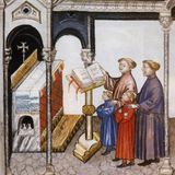 Familie singt in Kirche