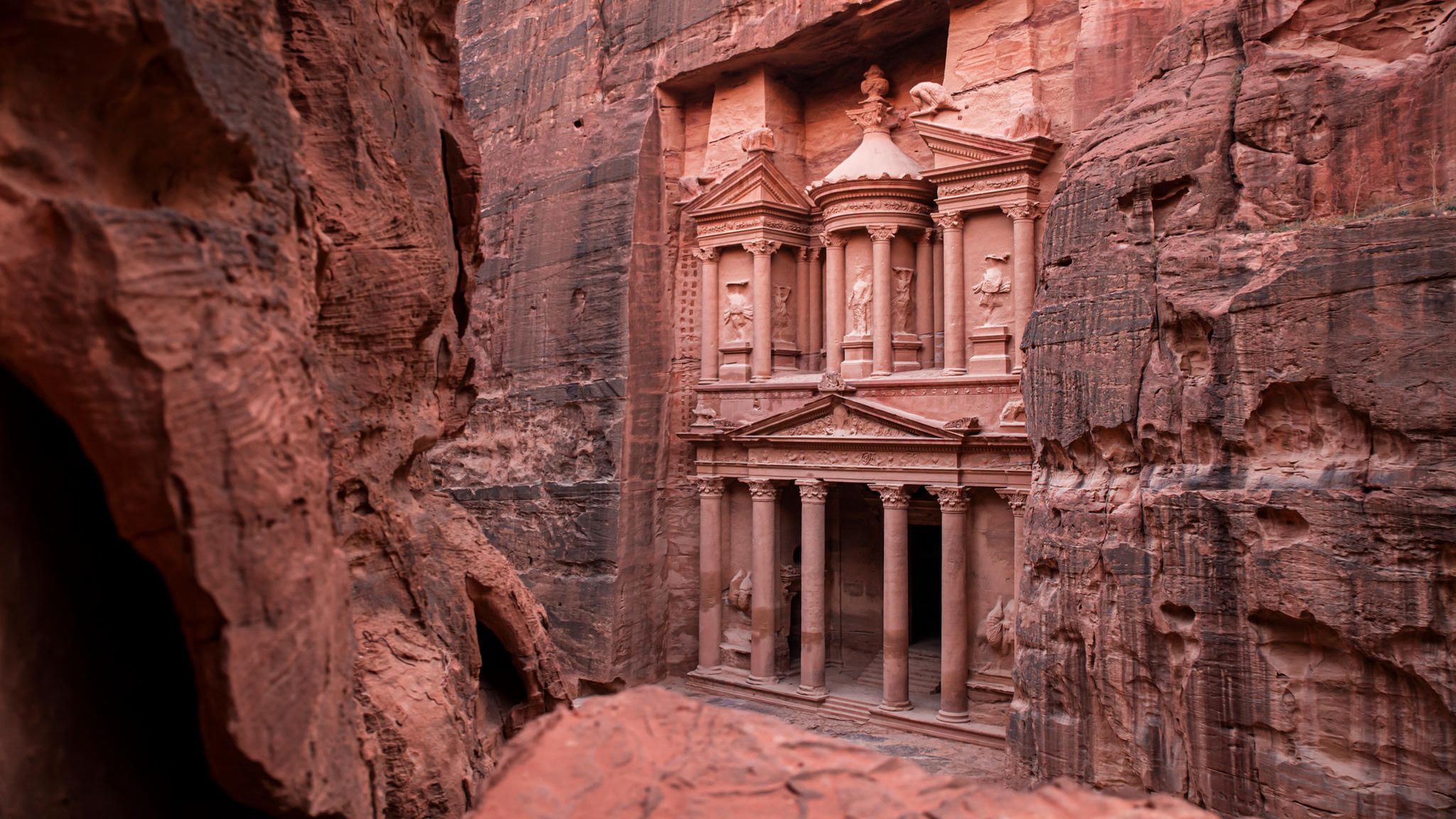 Nahaufnahme von Tempel in Petra
