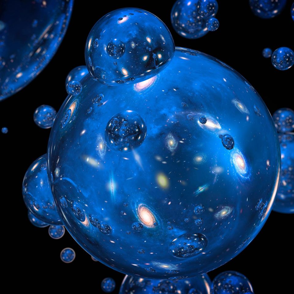 Der Theorie der ewigen Inflation zufolge ereignen sich unendlich viele Urknalle und bringen jeweils ein Universum hervor. Diese Welten können identisch mit unserem Kosmos sein, aber auch andersartig – mit einer anderen Form, mit anderen Naturgesetzen, gänzlich öde oder voller Leben