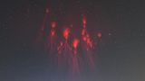 Sprites, auch Rote Kobolde genannt, über dem Nachhimmel Shanghais