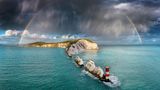 Ein Regenbogen umspannt die Isle of Wight