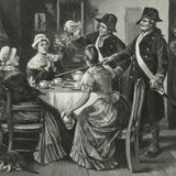 Männer überprüfen Tassen einer Tischgesellschaft