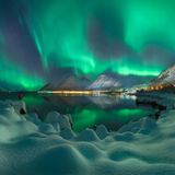 Green Storm  Geisterhaft-grünlich schimmernde Nordlichter streifen durch den Nachthimmel zwischen schneebedeckten Bergen und wilden Stränden in Norwegen. Nach sieben Tagen in der Kälte der vereisten Inseln nahe Tromsø, gelang dem Fotografen Diego Manrique diese beeindruckende Panoramaaufnahme einer Aurora borealis. Das Warten hat sich gelohnt: Für seine Aufnahme der Polarlichter erhielt er den ersten Preis in der Kategorie "Amateur Photograph des Jahres". 