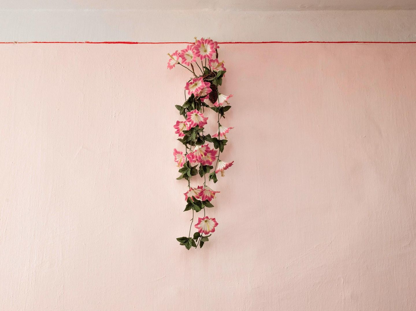 Plastikblumenschmuck im Rathaus von Criuleni
