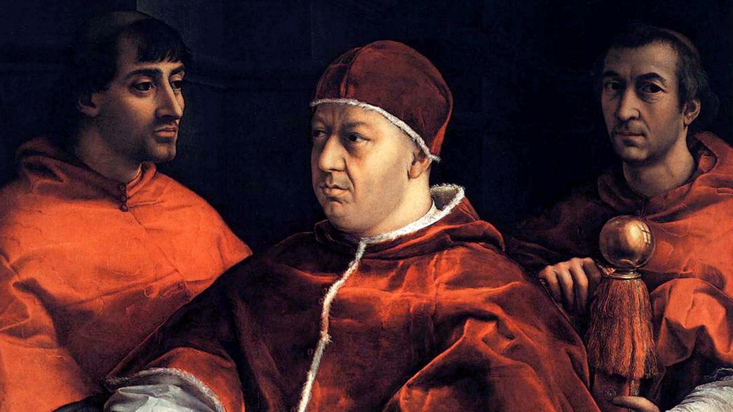 Papst Leo X. mit Dienern