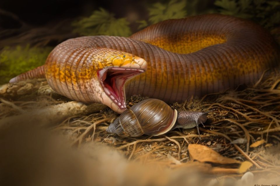 Vermutlich ernährten sich die Tiere vor 50 Millionen Jahren vor allem von Schnecken. So könnte die neuentdeckte Doppelschleichen-Art Terastiodontosaurus marcelosanchezi ausgesehen haben. 