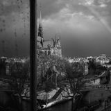 Blick auf Notre-Dame aus einem Fenster heraus