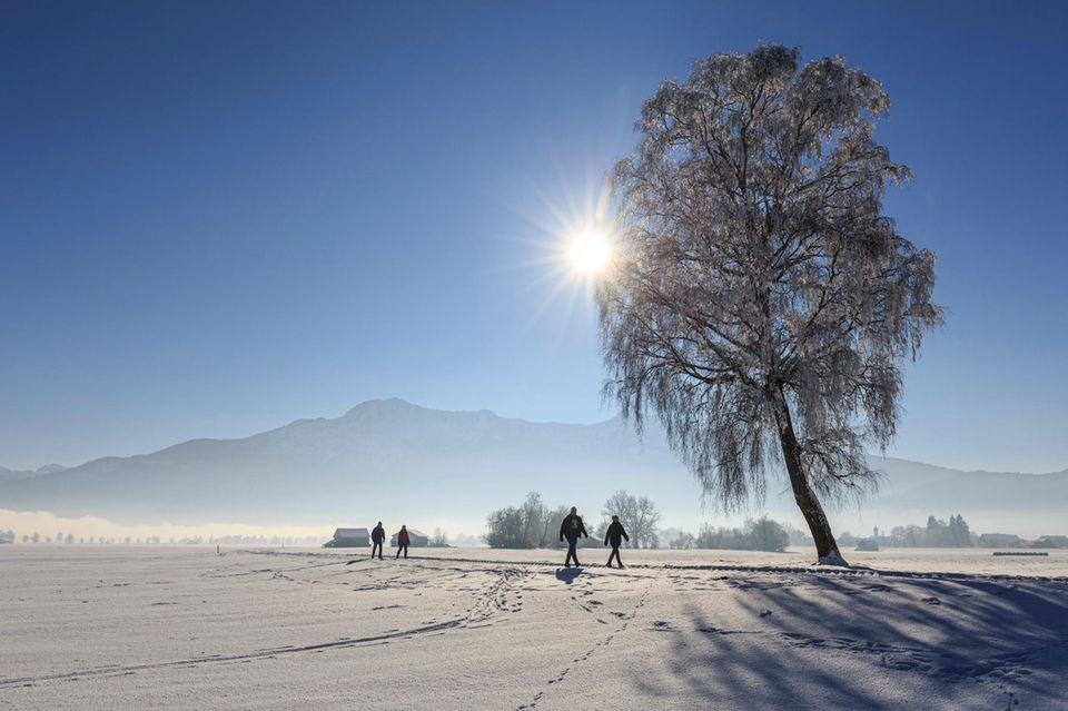 Menschen in  romantischer Schneelandschaft Menschen in  romantischer Schneelandschaft