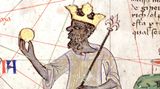 Mansa Musa hält Gold in seiner Hand
