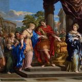 Caesar geleitet Kleopatra auf den Thron