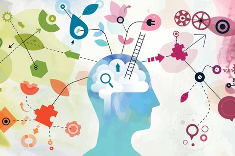 Illustration die das Mindmapping einer Person zeigt