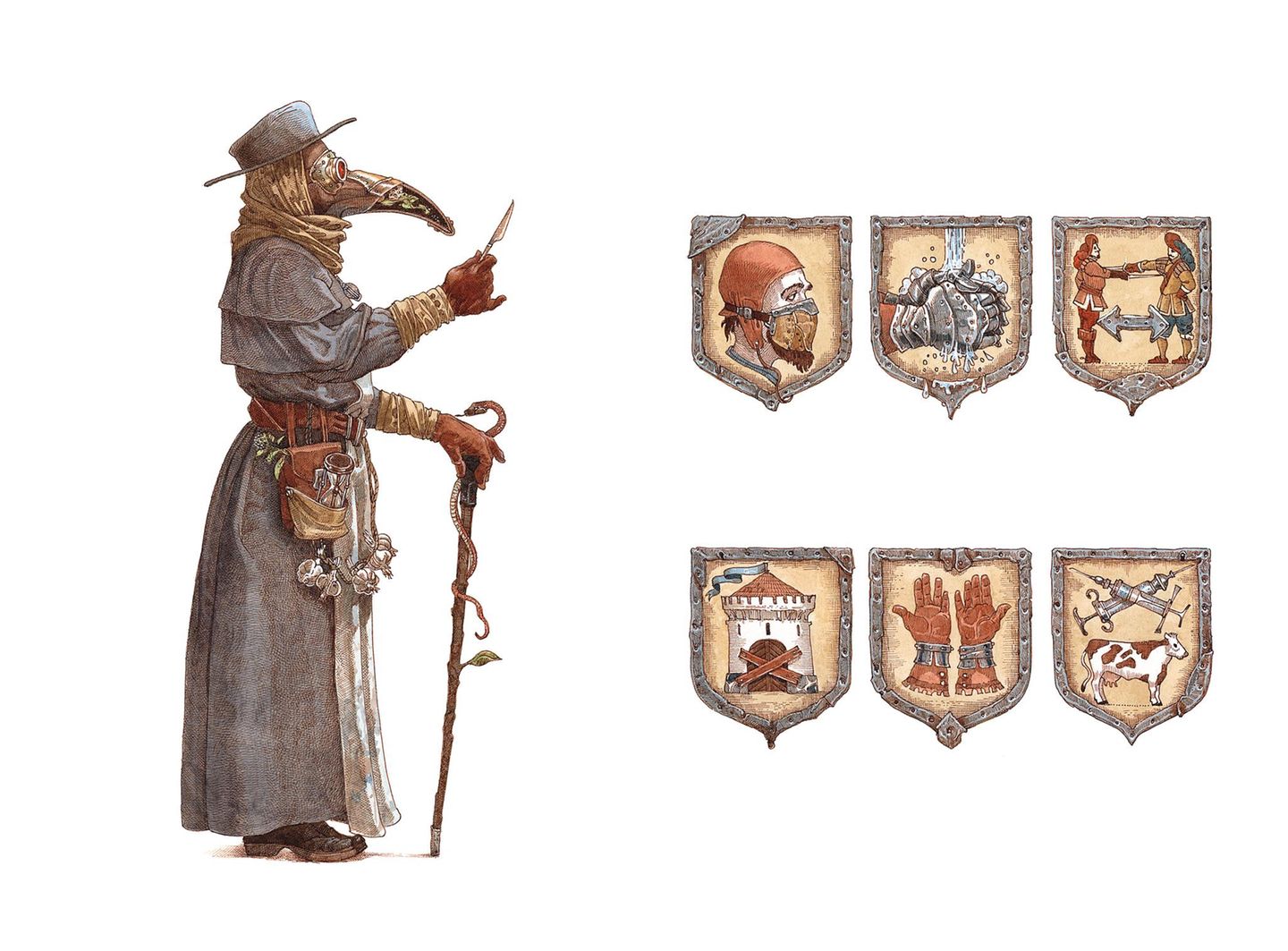 Der Kampf gegen die Pest Mann mit Schnabelmaske