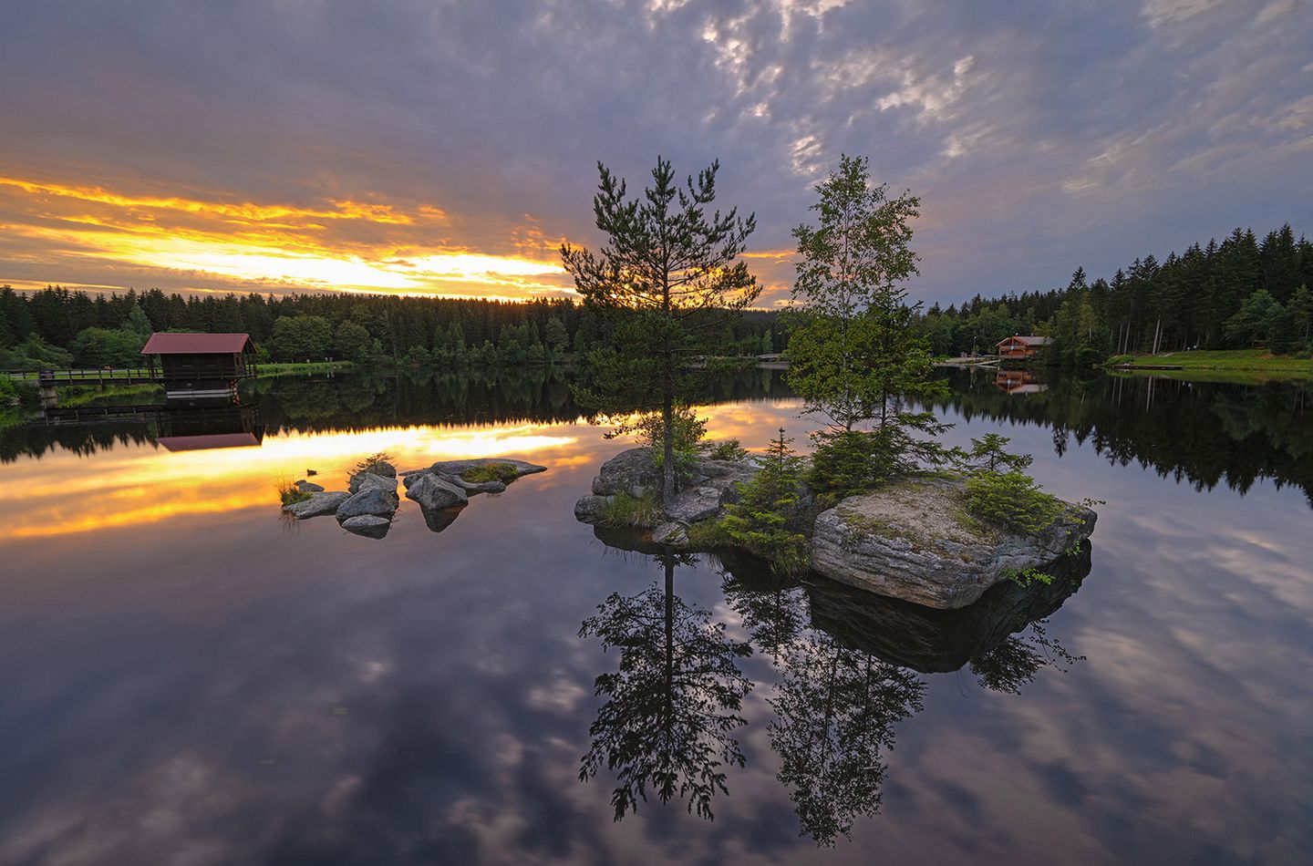 Der Fichtelsee bei Sonnenuntergang