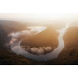 Saarschleife aus der Luft im Sonnenaufgang