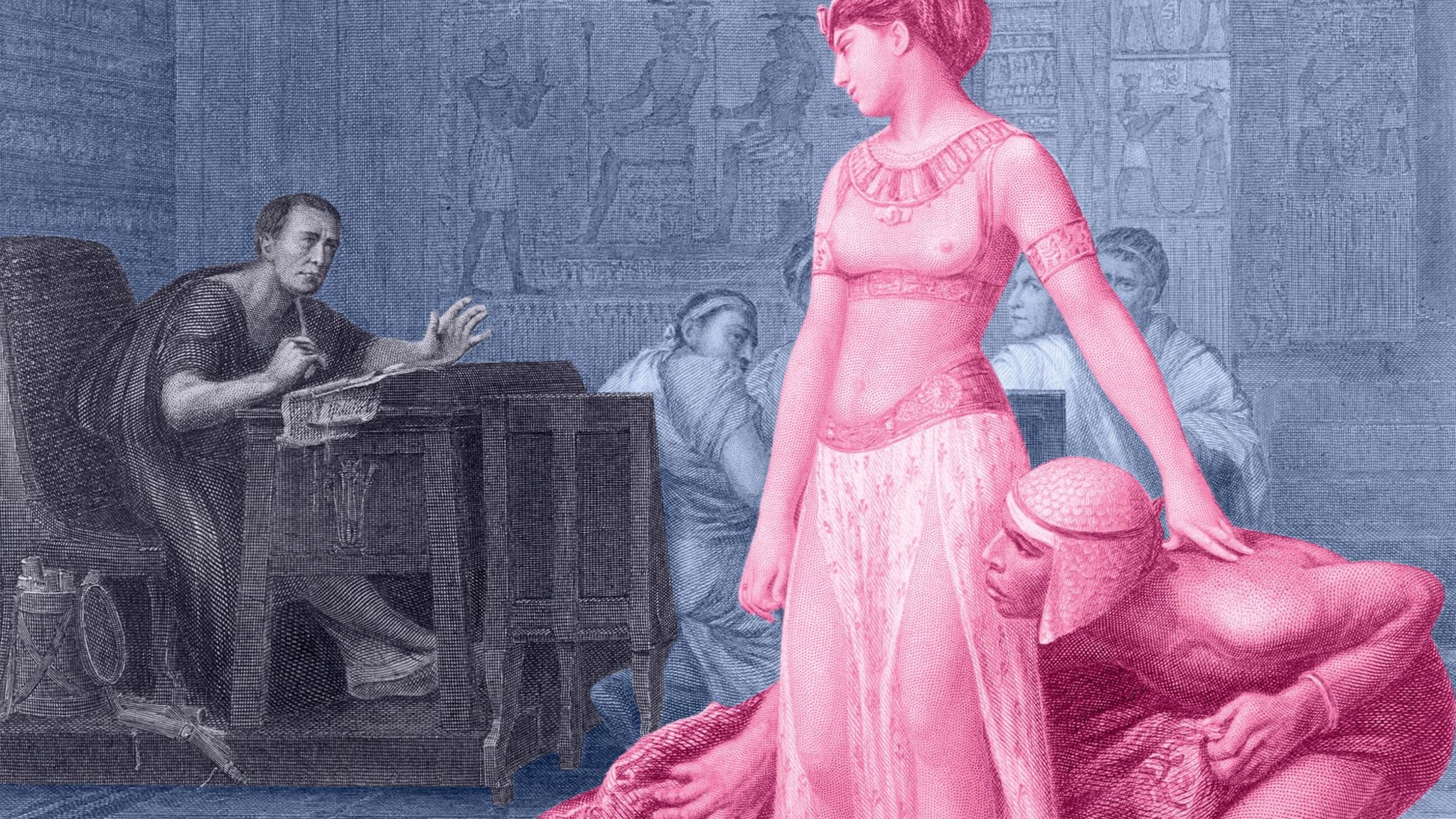 Kleopatra und Caesar neben ihr sitzend