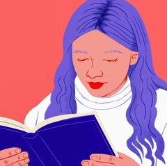 Illustration einer Frau, die ein Buch liest