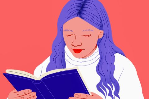 Illustration einer Frau, die ein Buch liest
