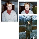 Mann maskiert sich mit Oberlippenbart