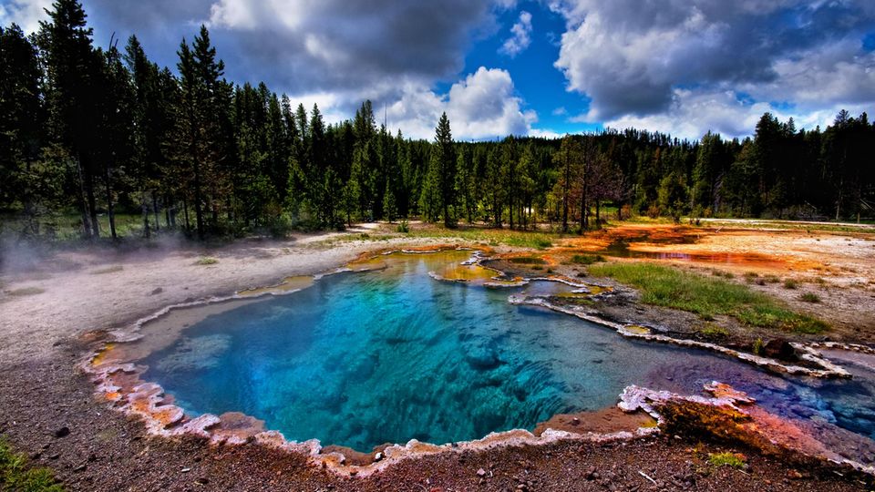 Sauerstoffreicher Abgrund: In der Thermalquelle "Octopus Spring" leben Bakterien in großer Vielfalt