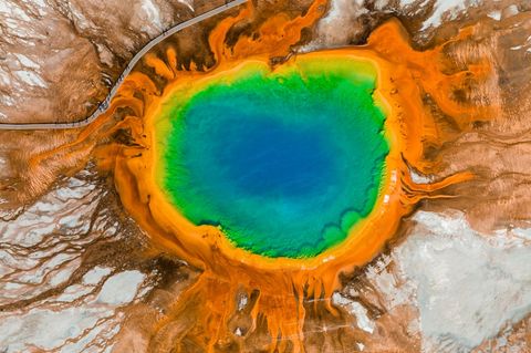 Oase für hitzetolerante Mikroben: Der "Grand Prismatic Pool" gehört zu den schillerndsten Stars im Yellowstone-Nationalpark