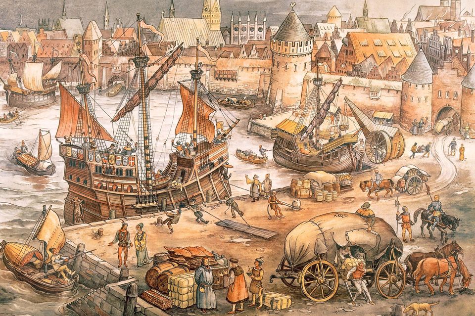 Illustration Hansestadt im Mittelalter 1.4473
