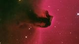 Nicht alle kosmischen Nebel leuchten von selbst. Vor einem hellen Hintergrund können sie sich als Dunkelwolke abzeichnen. Wie hier der 1500 Lichtjahre entfernte "Pferdekopfnebel", der sich schwarz vor dem roten Emissionsnebel IC 434 abhebt. Berühmt ist der Pferdekopfnebel unter anderem durch Aufnahmen der Weltraumteleskope Hubble und James Webb. Aber Bruno Mattern beweist, dass sich das Phänomen auch von der Erde aus beeindruckend fotografieren lässt.