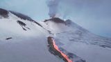 Ätna Vulkanausbruch im Schnee
