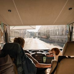 Rike fährt ihr Wohnmobil durch Bamberg