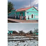 Zerstörtes Bahnhofsgebäude