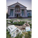 Zerstörtes Denkmal in der Ukraine