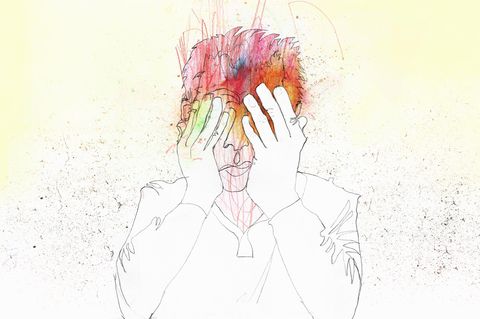 Illustration: Mann hält seinen Kopf mit beiden Händen