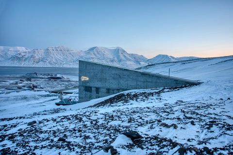 Hineingebaut in das Innere eines schneebedeckten Berges bewahrt der „Svalbard Global Seed Vault“ als Schatzkammer seit 2008 Pflanzensamen für die gesamte Welt
