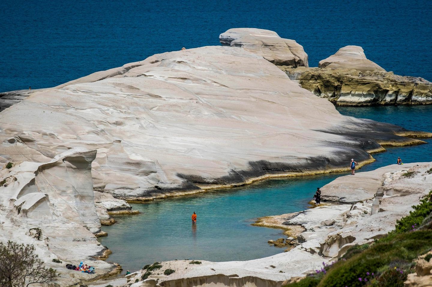 Greece, Egean Sea, Cyclades archipelago, Milos island, Sarakiniko limestone coves