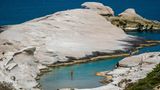 Greece, Egean Sea, Cyclades archipelago, Milos island, Sarakiniko limestone coves