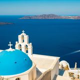 Greece, Cyclades, Santorini Island (Thera or Thira), the town of Fira, Catholic Church of the Blessed Virgin Mary or Three Bells (Assumption of the Blessed Virgin Mary Catholic Church-Three Bells)