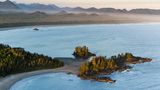 Canada, British Columbia. Pacific Rim National Park, aerial view Schooner Cove.