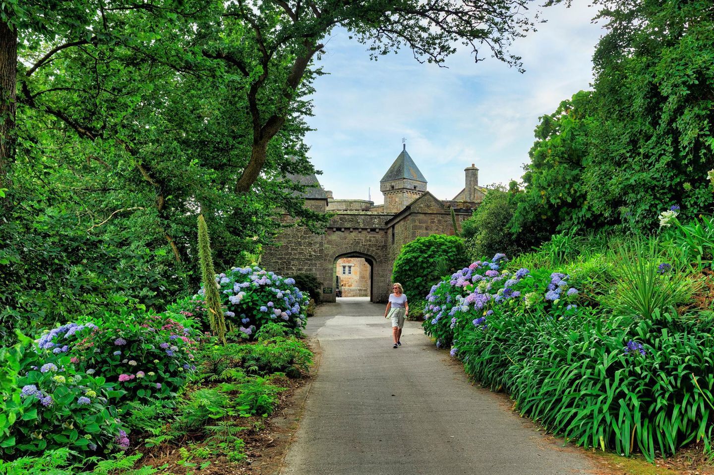 Tresco Abbey Garden, Isles of Scilly, Cornwall Zufahrt zur Gartenanlage, Tresco Abbey Garden, Isles of Scilly, Scilly-Inseln, Cornwall, England, Großbritannien