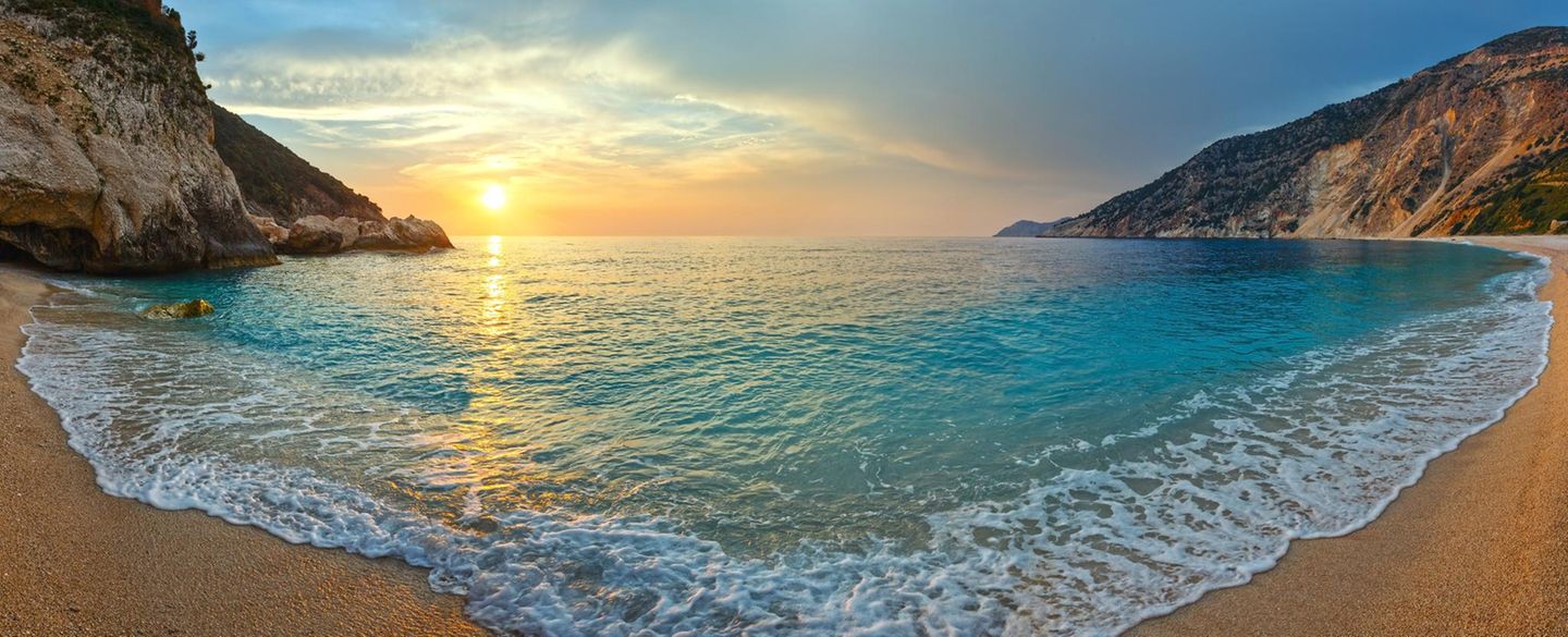 Sonnenuntergang am Myrtos Strand