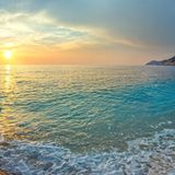 Sonnenuntergang am Myrtos Strand