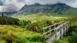 Along the West Highland Way. A wooden walkway at the foot of Devil's stair