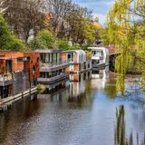 Hausboote im Eilbekkanal, Hamburg