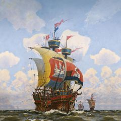 Die Hanse schafft einen gesamteuropäischen Markt – und verändert so den Kontinent. Das Gemälde "Bunte Kuh", gemalt von Hans Bohrdt um 1901, zeigt das gleichnamige hansische Flaggschiff, das Klaus Störtebeker gefangen nahm