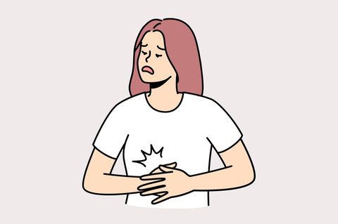 Illustration Frau mit Bauchschmerzen