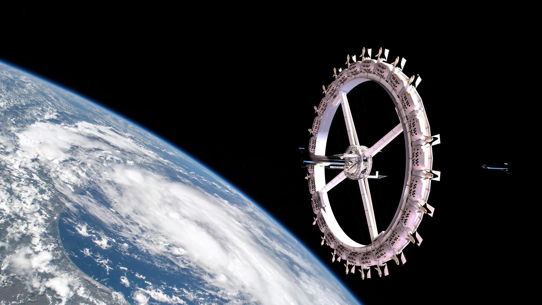Raumfahrt: Das Konzept der Voyager Station des US-Unternehmens "Above: Space Development Corporation" erinnert an Stanley Kubricks Film "2001". In der Station mit künstlicher Schwerkraft könnten Reisende übernachten Das Konzept der Voyager Station des US-Unternehmens "Above: Space Development Corporation" erinnert an Stanley Kubricks Film "2001". In der Station mit künstlicher Schwerkraft könnten Reisende übernachten