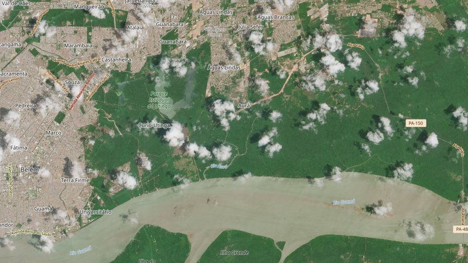 Satellitenbild der Stadt Belem mit Baustelle 