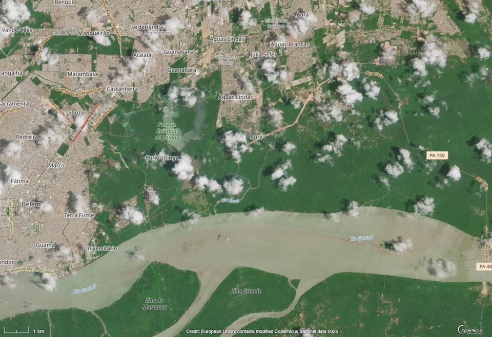 Satellitenbild der Stadt Belem mit Baustelle