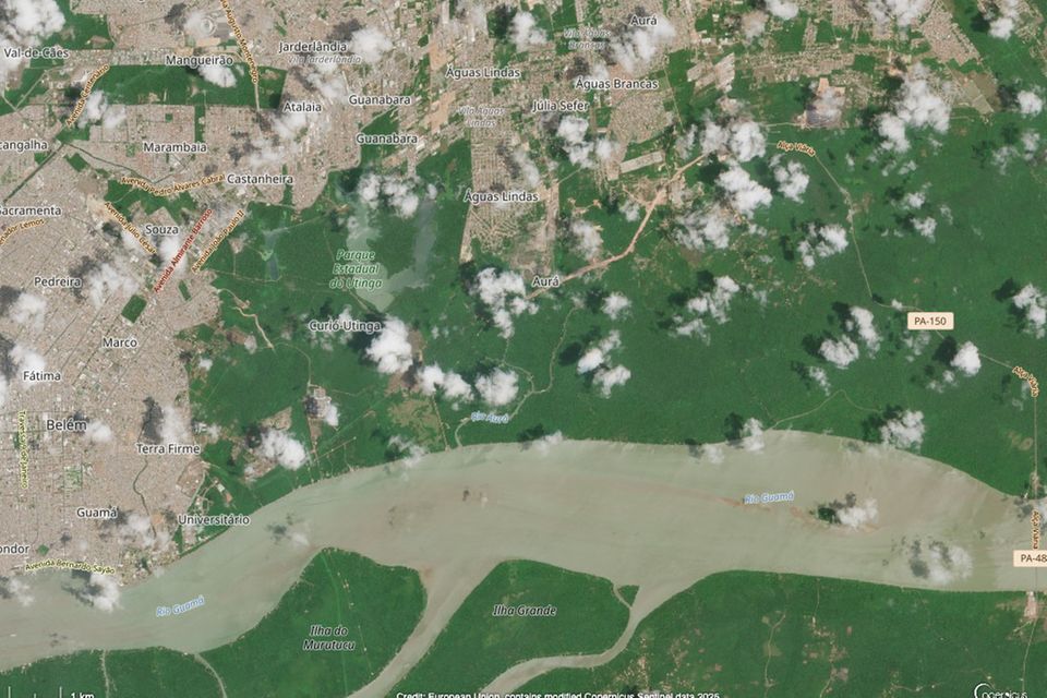 Satellitenbild der Stadt Belem mit Baustelle 1.4548
