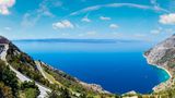 Makarska Riviera coast summer view with Adriatic Highway (Jadranska magistrala), Croatia.
